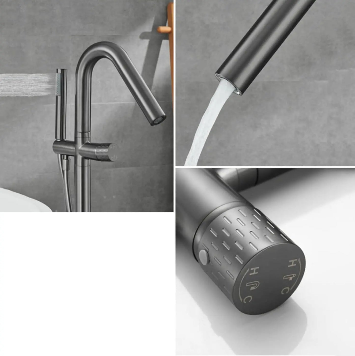 Vrijstaande Badkraan SaniSupreme AquaFlow® met handdouche Gunmetal Sanisupreme