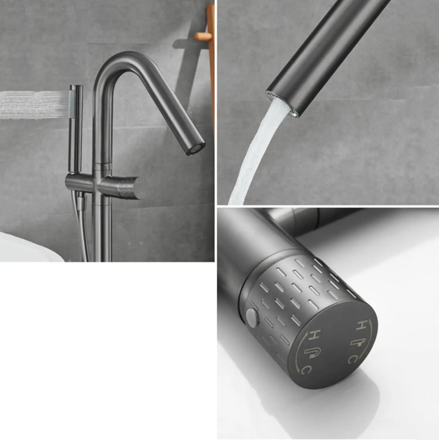 Vrijstaande Badkraan SaniSupreme AquaFlow® met handdouche Gunmetal Sanisupreme