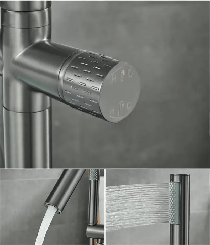 Vrijstaande Badkraan SaniSupreme AquaFlow® met handdouche Gunmetal Sanisupreme