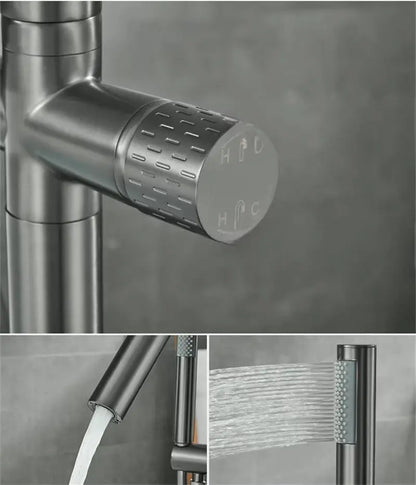 Vrijstaande Badkraan SaniSupreme AquaFlow® met handdouche Gunmetal Sanisupreme