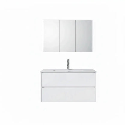 Badmeubelset Abruzzo wastafel en spiegelkast 80 cm Hoogglans Wit SaniSupreme Sanisupreme