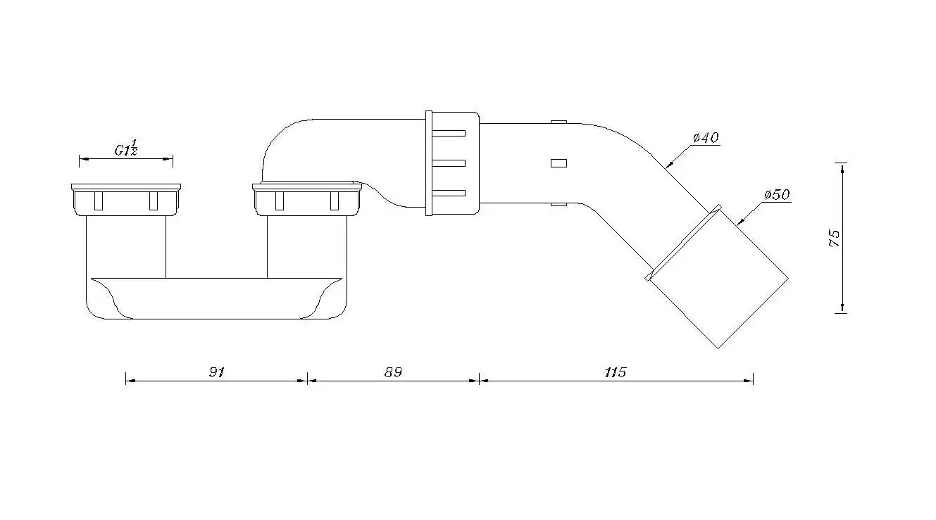 Badsifon Dragy met overloop combinatie voor baden Ø40 MM SaniSupreme