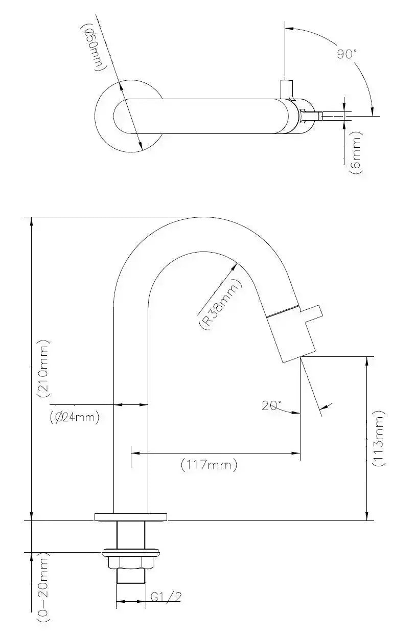 Best Design HighLine Series Lyon Aurélia toiletkraan gebogen 21 cm cm Rosé mat goud mantekening