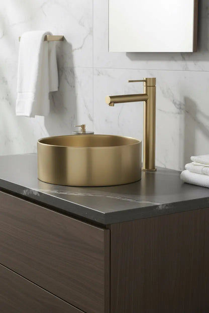 Best Design Luxerio Line Aquenzo hoge wastafelmengkraan 30 cm mat goud