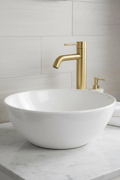 Best Design Luxerio Line Flowenza hoge wastafelmengkraan 30 cm mat goud