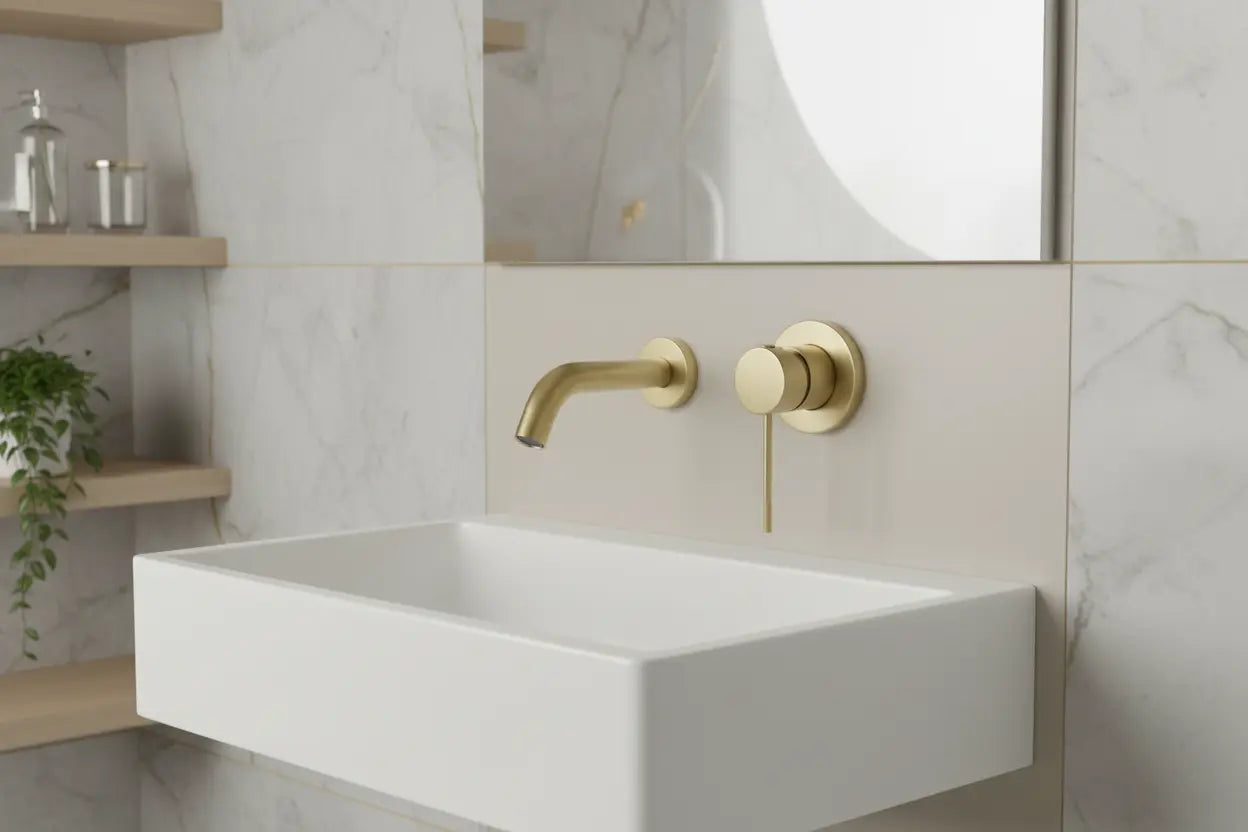 Best Design Luxerio Line Montessa inbouw wastafelmengkraan 20 cm mat goud