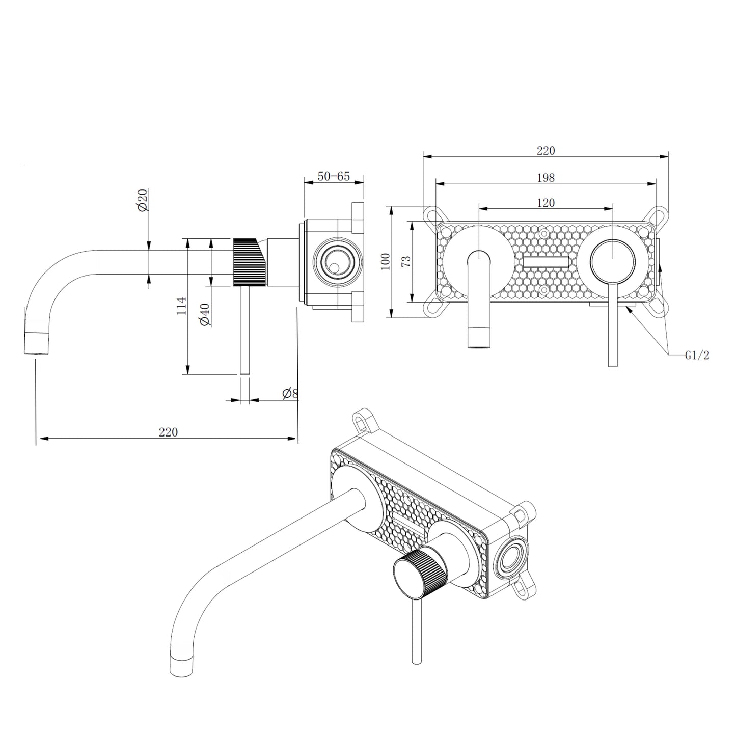 Best Design Luxerio Line Velarion inbouw wastafelmengkraan inclusief inbouwbox  22 cm mat goud