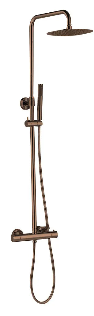 Best Design Zenia Line Altura Series thermostatische opbouw regendouche 30 cm breed 83,5 tot 116 cm Sunny Bronze SaniSupreme Sanisupreme