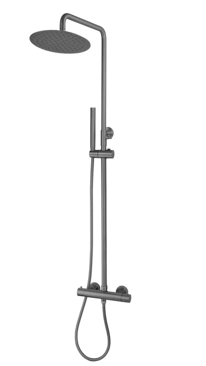 Best Design Zenia Line Cerina Series thermostatische opbouw regendouche 30 cm breed 83,5 tot 116 cm Gunmettal SaniSupreme