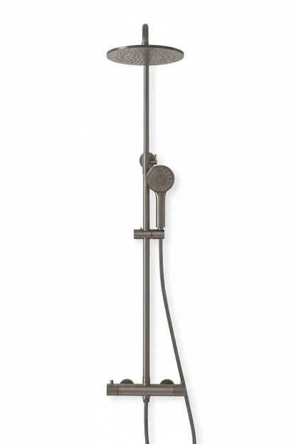 Best Design Zenia Line EasyMount Series thermostatische opbouw regendouche 25cm breed 90 tot 125 cm Gunmettal SaniSupreme
