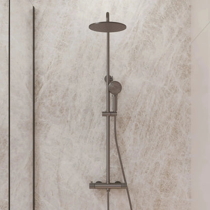 Best Design Zenia Line EasyMount Series thermostatische opbouw regendouche 25cm breed 90 tot 125 cm Gunmettal SaniSupreme