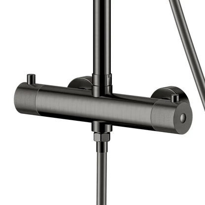 Best Design Zenia Line EasyMount Series thermostatische opbouw regendouche 25cm breed 90 tot 125 cm Gunmettal SaniSupreme