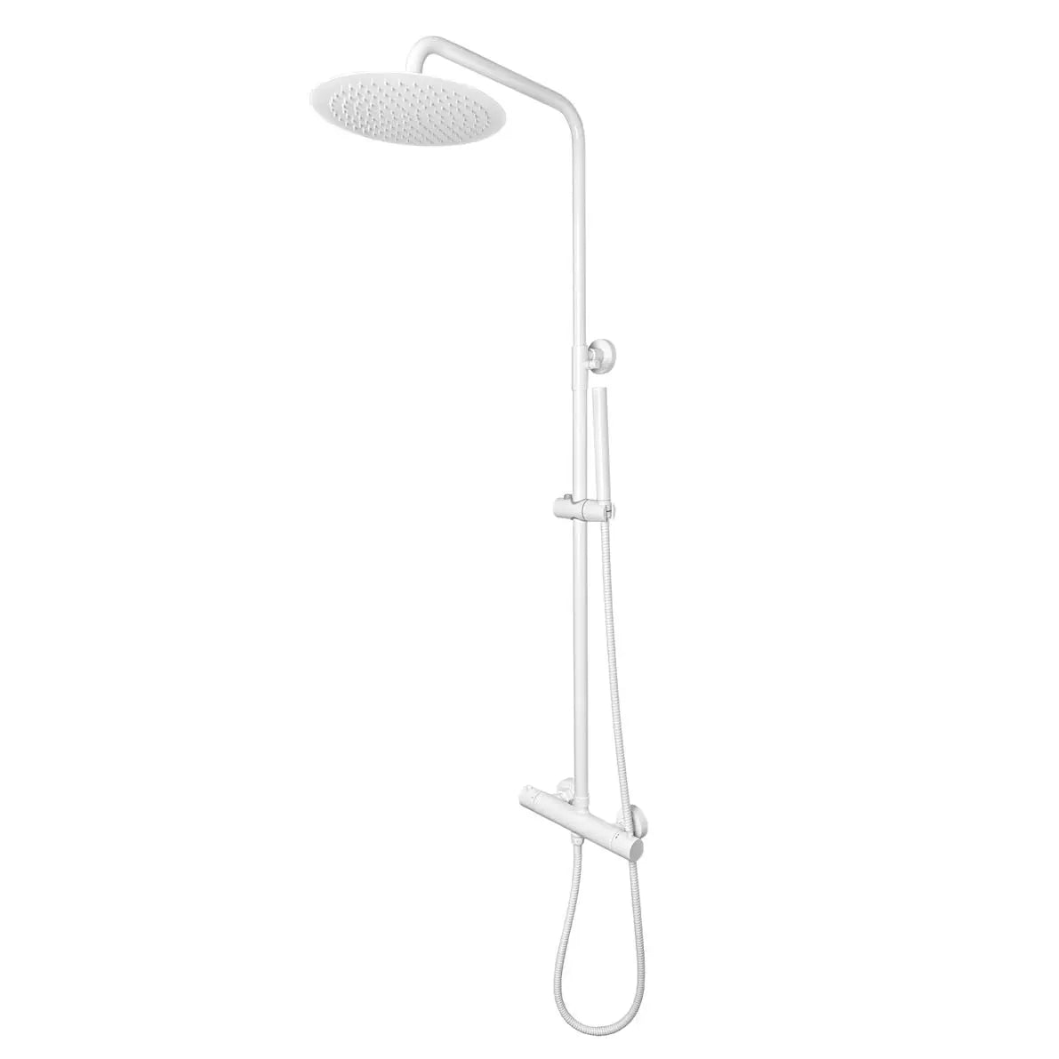 Best Design Zenia Line FlexClean Series thermostatische opbouw regendouche 30cm breed  83,5 tot 116 cm Mat Wit SaniSupreme