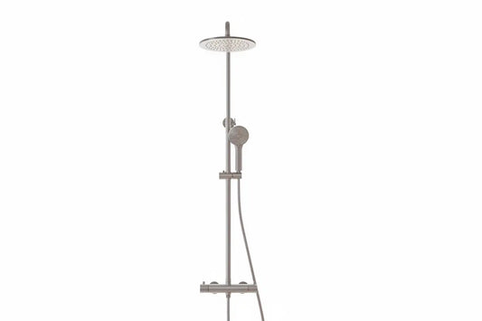 Best Design Zenia Line Limio Series thermostatische opbouw regendouche 25cm breed 90 tot 125cm RVS 304 SaniSupreme
