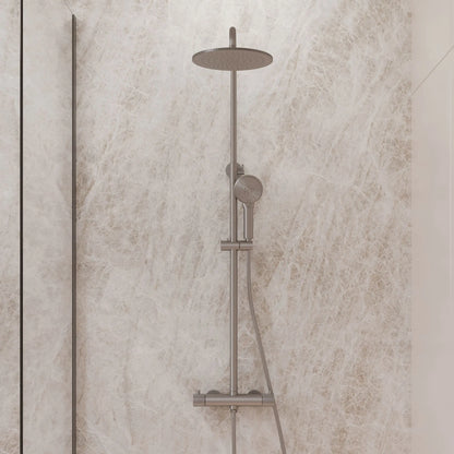 Best Design Zenia Line Limio Series thermostatische opbouw regendouche 25cm breed 90 tot 125cm RVS 304 SaniSupreme