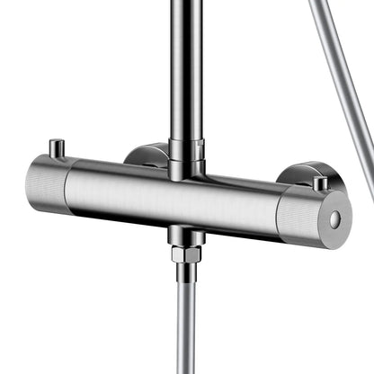 Best Design Zenia Line Limio Series thermostatische opbouw regendouche 25cm breed 90 tot 125cm RVS 304 SaniSupreme