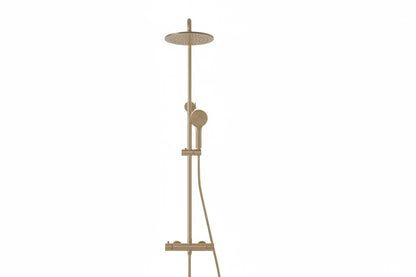 Best Design Zenia Line Lumia Series thermostatische opbouw regendouche 25cm breed 90 tot 125cm Mat Goud SaniSupreme
