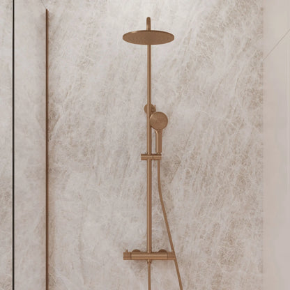 Best Design Zenia Line Lumiera Series thermostatische opbouw regendouche 25cm breed 90 tot 125cm Desert Brown SaniSupreme