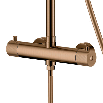 Best Design Zenia Line Lumiera Series thermostatische opbouw regendouche 25cm breed 90 tot 125cm Desert Brown SaniSupreme