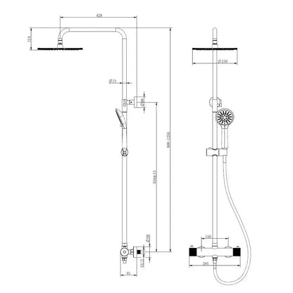 Best Design Zenia Line Series thermostatische opbouw regendouche 90 tot 125 cm Chroom SaniSupreme Sanisupreme