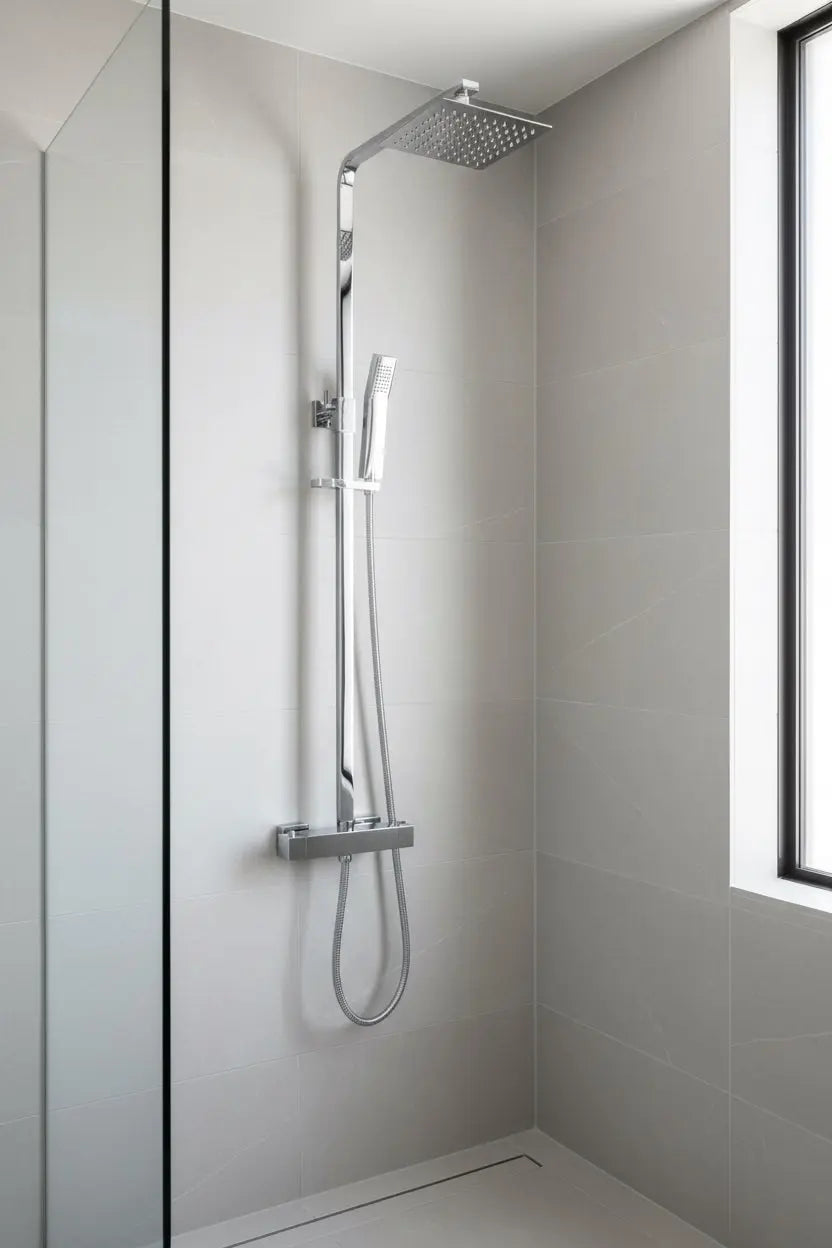 Best Design Zenia Line SilkSpray Series thermostatische opbouw regendouche 20cm breed  73 tot 127 cm Chroom SaniSupreme