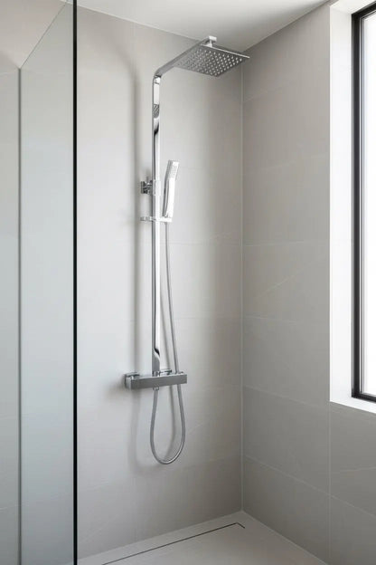 Best Design Zenia Line SilkSpray Series thermostatische opbouw regendouche 20cm breed  73 tot 127 cm Chroom SaniSupreme