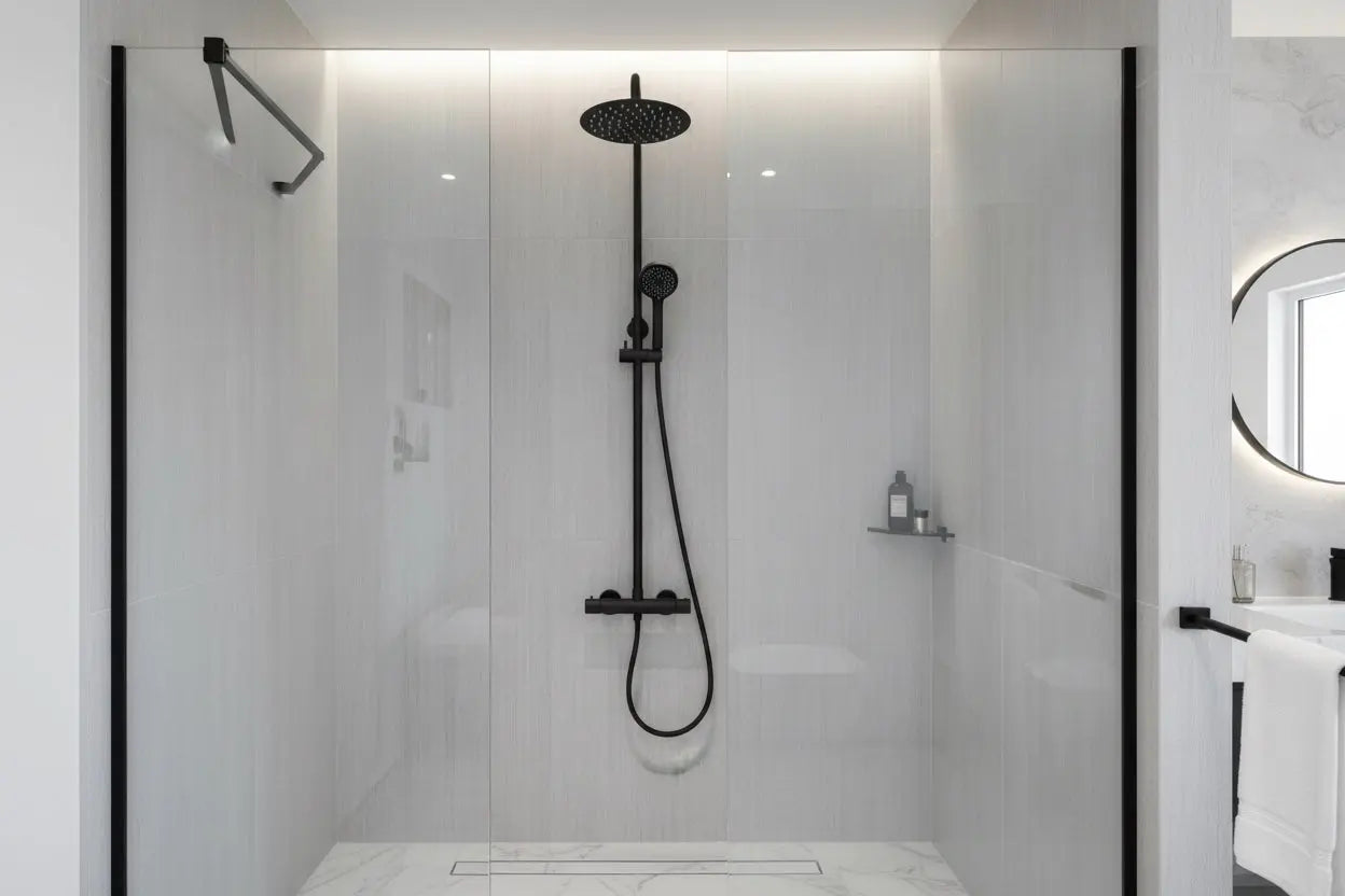 Best Design Zenia Line SkyRain Series thermostatische opbouw regendouche 30cm breed  71 tot 116 cm Mat Zwart SaniSupreme