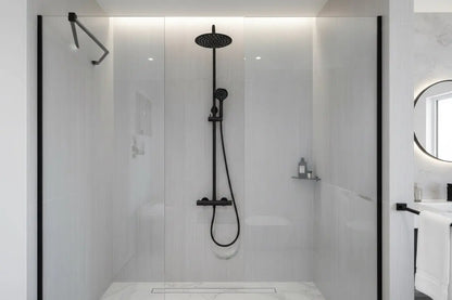Best Design Zenia Line SkyRain Series thermostatische opbouw regendouche 30cm breed  71 tot 116 cm Mat Zwart SaniSupreme