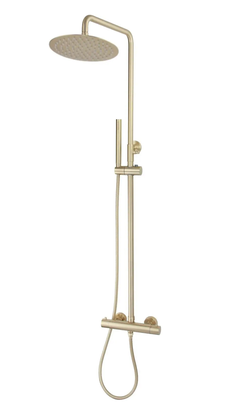 Best Design Zenia Line WallFit Series thermostatische opbouw regendouche 30cm breed 83,5 tot 116 cm Mat Goud SaniSupreme