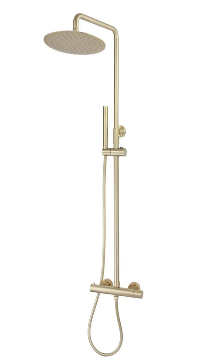 Best Design Zenia Line WallFit Series thermostatische opbouw regendouche 30cm breed 83,5 tot 116 cm Mat Goud SaniSupreme