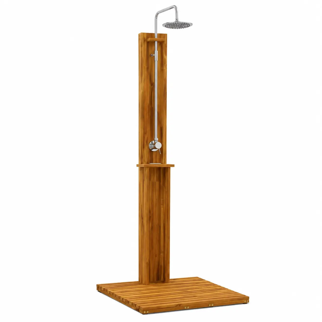 Buitendouche Saint-Tropez 217 cm tuindouche natuurlijk massief hout roestvrijstaal SaniSupreme