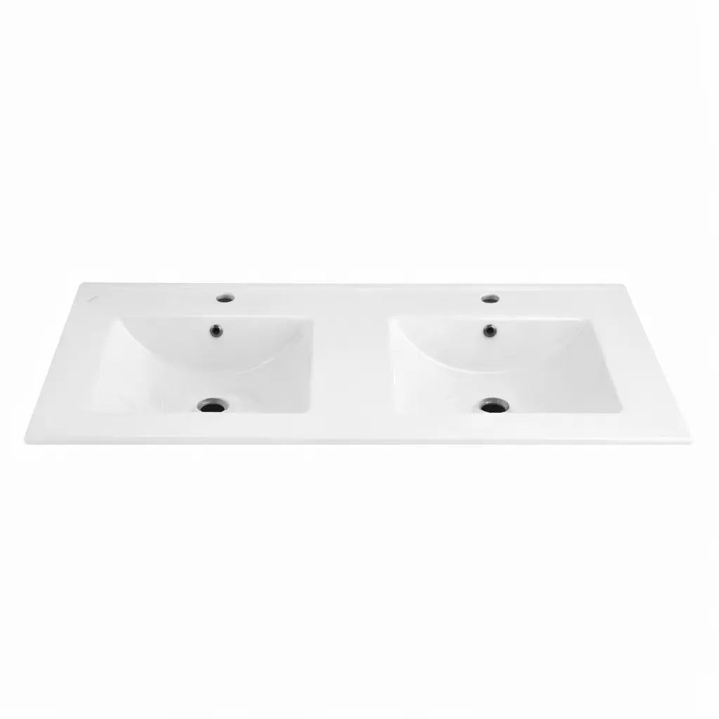 SaniSupreme Abruzzo Dubbele Wastafel - Keramiek - 120X46 CM - Wit SaniSupreme