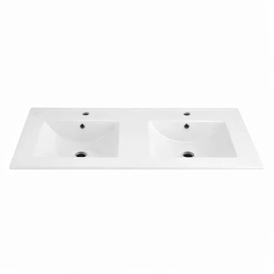 SaniSupreme Abruzzo Dubbele Wastafel - Keramiek - 120X46 CM - Wit SaniSupreme