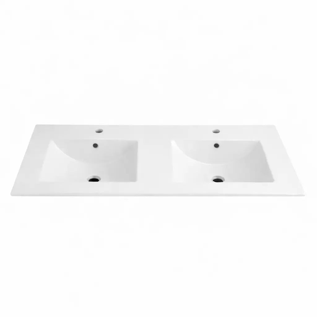 SaniSupreme Abruzzo Dubbele Wastafel - Keramiek - 120X46 CM - Mat Wit SaniSupreme