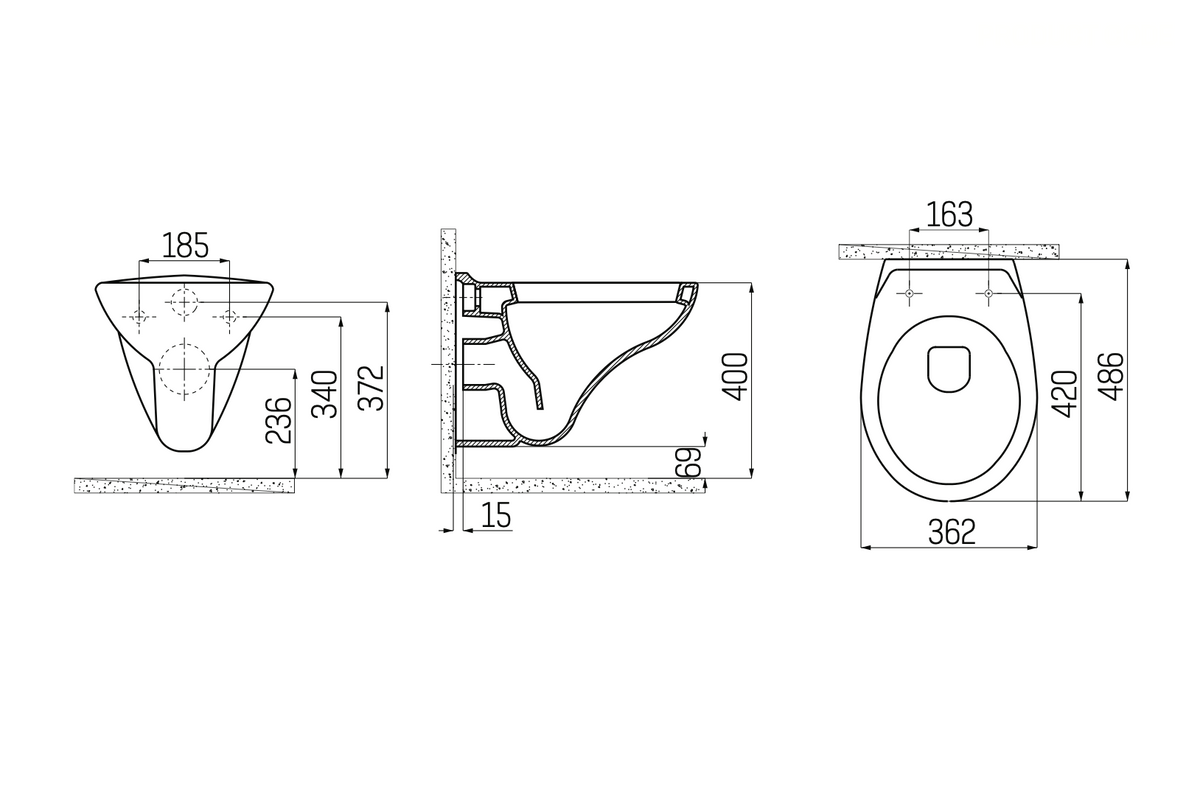 Creavit Hangtoilet met Bidet Wit Keramiek Geïntegreerde Sproeier TP3202