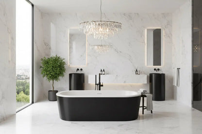 vrijstaand bad Black&White 178 cm Zwart en Wit Glans wit SaniSupreme SaniSupreme