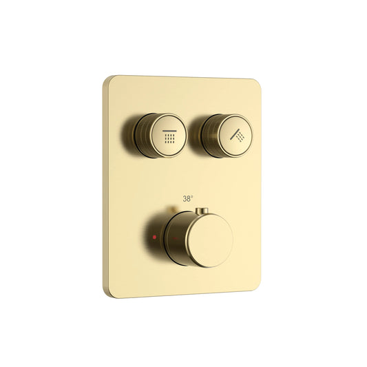 SaniSupreme Stria Premium Thermostatische Inbouw Mengkraan 2-weg los Geborsteld Goud - PVD Coating Sanisupreme