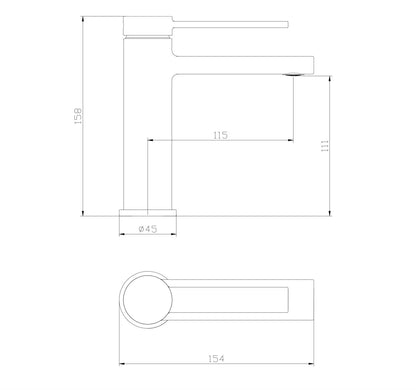 SaniSupreme Aloni Edge keramische wastafelkraan laag Mat Zwart Sanisupreme