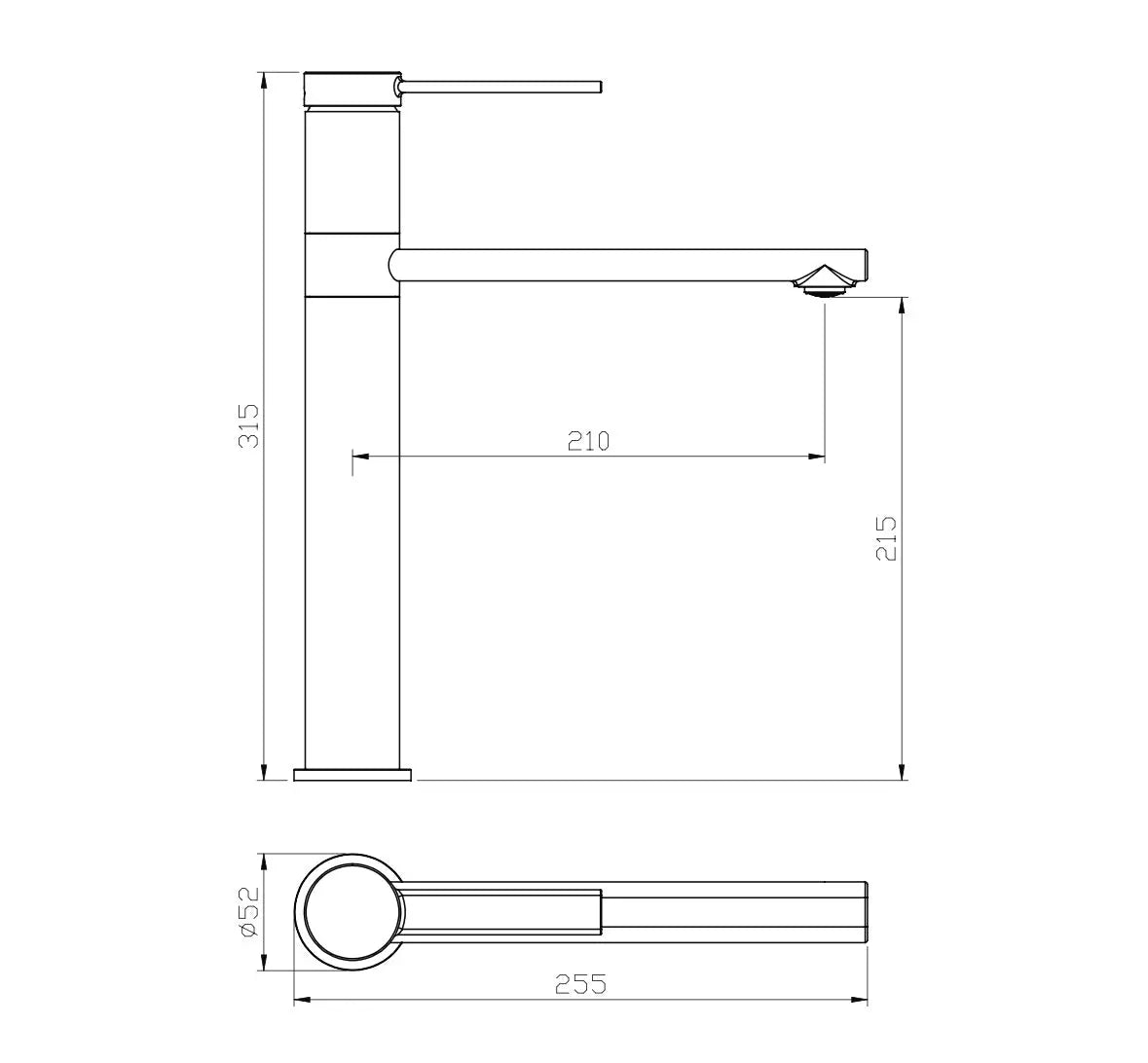 SaniSupreme Aloni Edge keramische wastafelkraan hoog Mat Zwart Sanisupreme