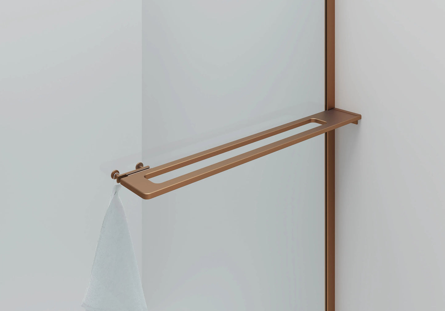 Inloopdouche Douchewand Halfrond Omkeerbaar Koper met Handdoekhouder 100cm 8mm veiligheidsglas met anti-kalk Sanisupreme