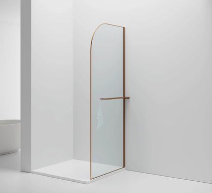 Inloopdouche Douchewand Halfrond Omkeerbaar Koper met Handdoekhouder 100cm 8mm veiligheidsglas met anti-kalk Sanisupreme