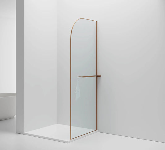 Inloopdouche Douchewand Halfrond Omkeerbaar Koper met Handdoekhouder 100cm 8mm veiligheidsglas met anti-kalk Sanisupreme