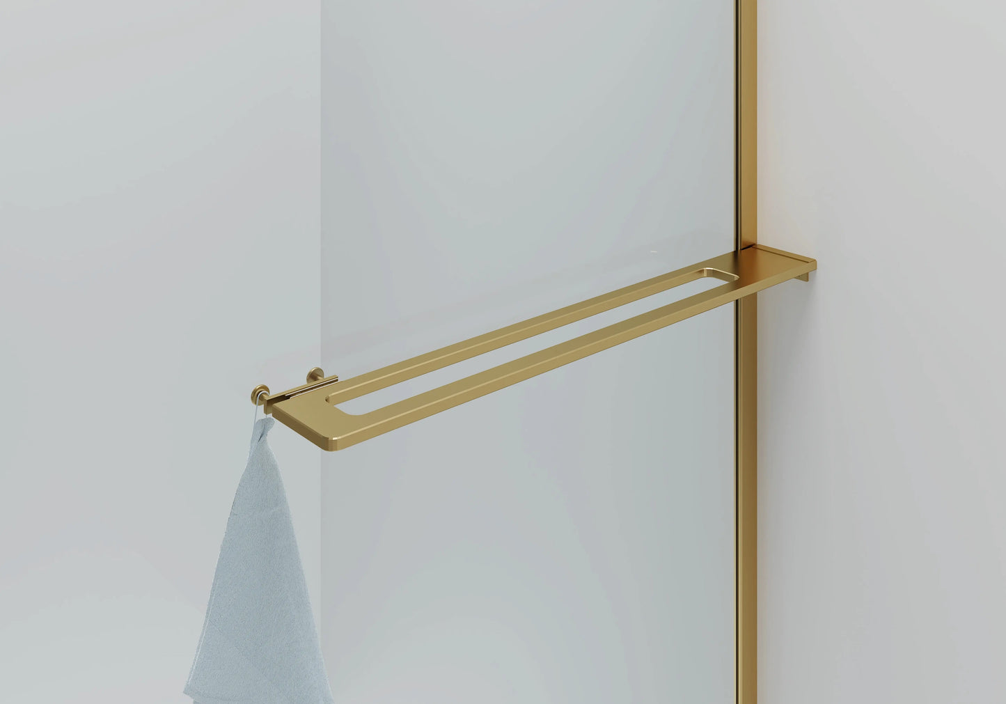 Inloopdouche Douchewand Halfrond Omkeerbaar Goud met Handdoekhouder 100cm 8mm veiligheidsglas met anti-kalk Sanisupreme