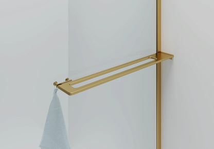 Inloopdouche Douchewand Halfrond Omkeerbaar Goud met Handdoekhouder 100cm 8mm veiligheidsglas met anti-kalk Sanisupreme