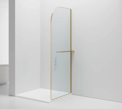 Inloopdouche Douchewand Halfrond Omkeerbaar Goud met Handdoekhouder 100cm 8mm veiligheidsglas met anti-kalk Sanisupreme