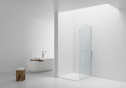 Inloopdouche Douchewand Halfrond Omkeerbaar Chroom met Handdoekhouder 100cm 8mm veiligheidsglas met anti-kalk Sanisupreme