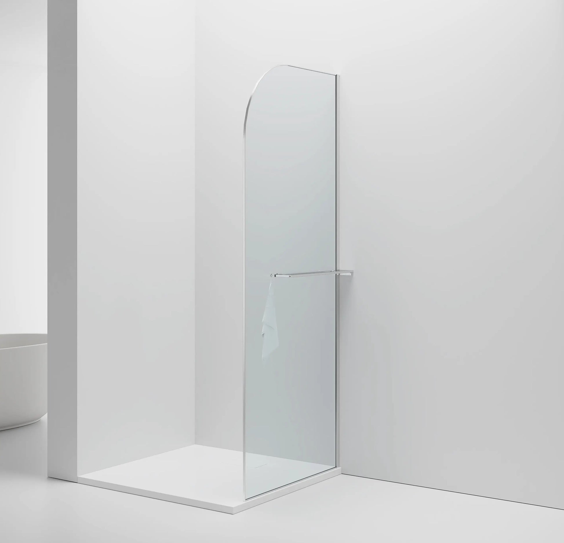 Inloopdouche Douchewand Halfrond Omkeerbaar Chroom met Handdoekhouder 100cm 8mm veiligheidsglas met anti-kalk Sanisupreme