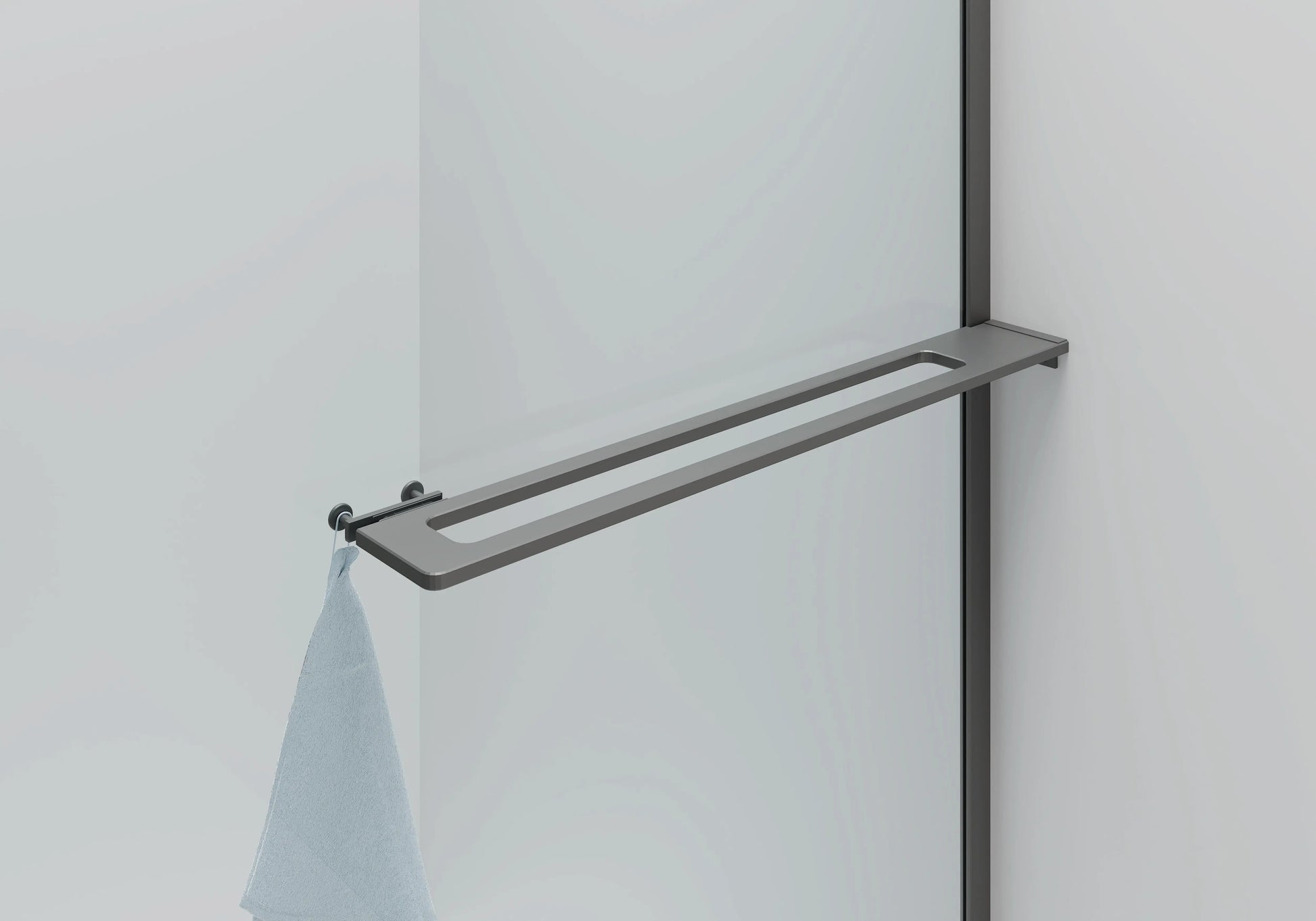 Inloopdouche Douchewand Halfrond Omkeerbaar Gunmetal met Handdoekhouder 100cm 8mm veiligheidsglas met anti-kalk Sanisupreme