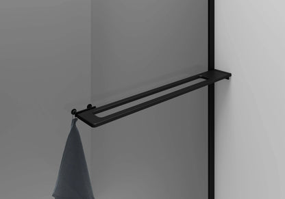 Inloopdouche Douchewand Halfrond Omkeerbaar Mat Zwart met Handdoekhouder 100cm 8mm grijs rookglas met anti-kalk Sanisupreme