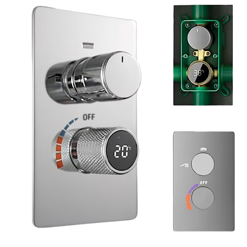 SaniSupreme Aqua-AeroLine Inbouw Doucheset Rond LCD Display 30 cm Chroom Sanisupreme